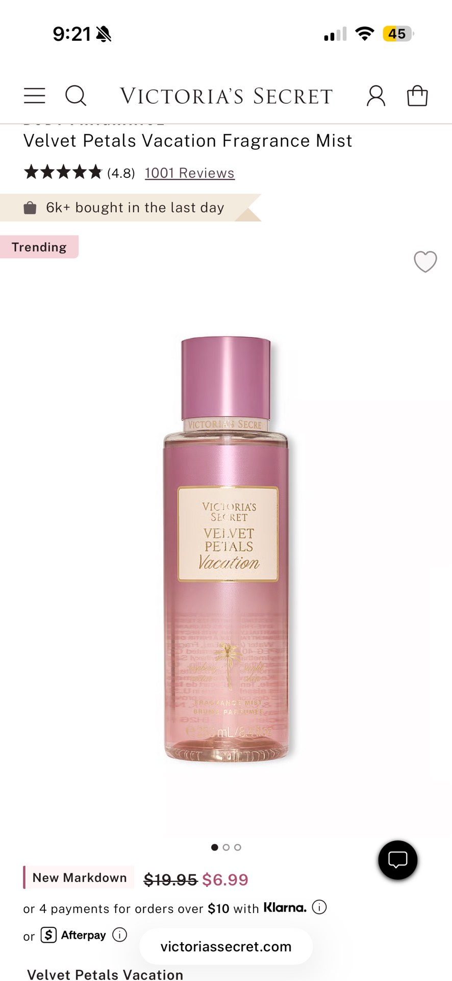 Velvet Petals Vacation Fragrance Mist