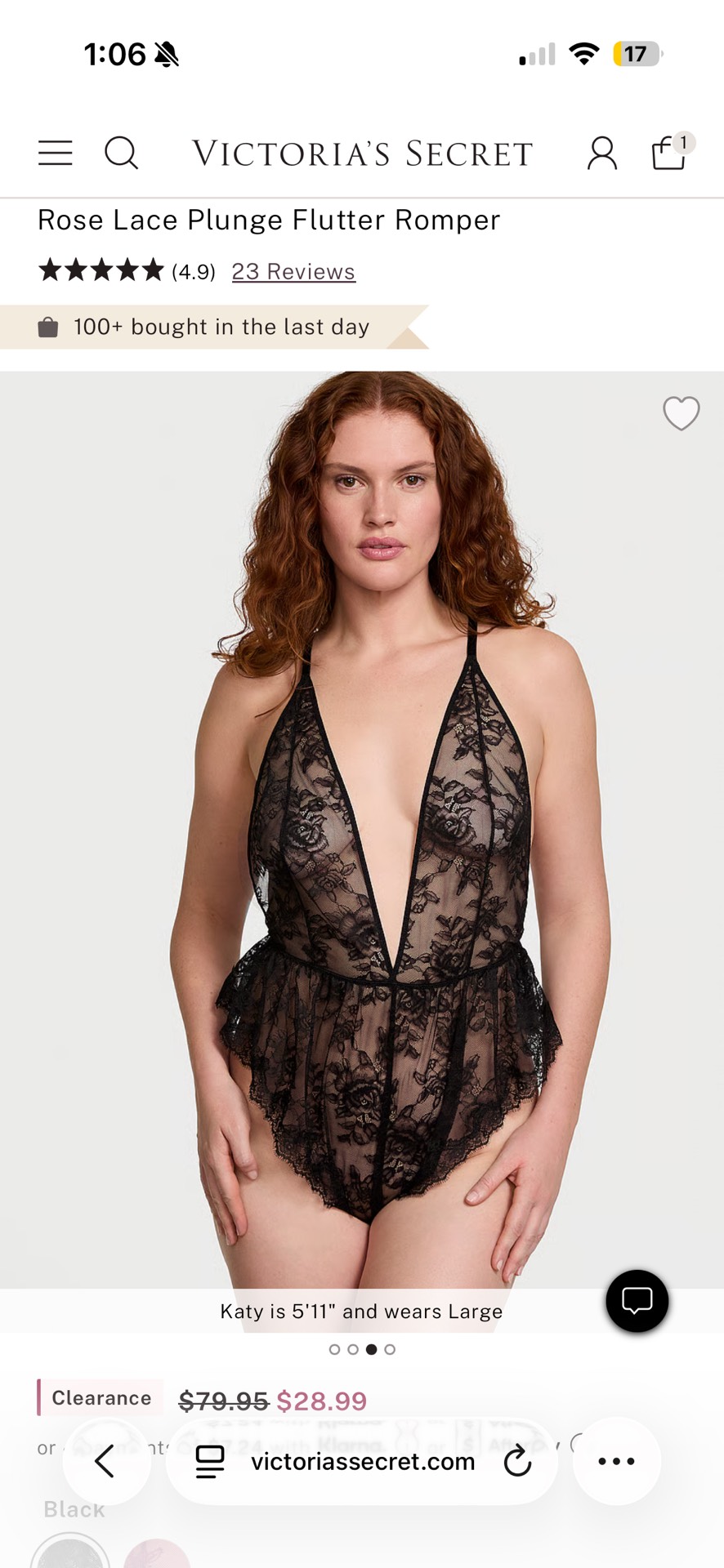 Rose Lace Plunge Flutter Romper