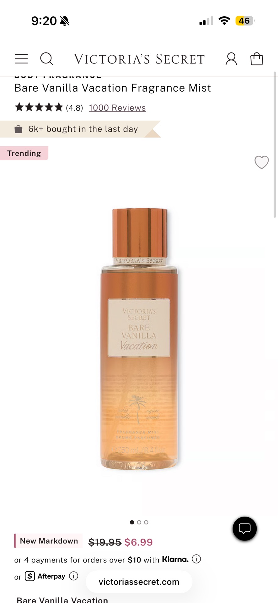 Bare Vanilla Vacation Fragrance Mist