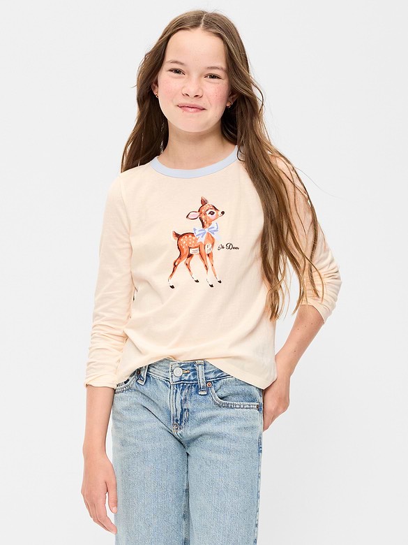 100% cotton Футболка с длинным рукавом и принтом для девочек